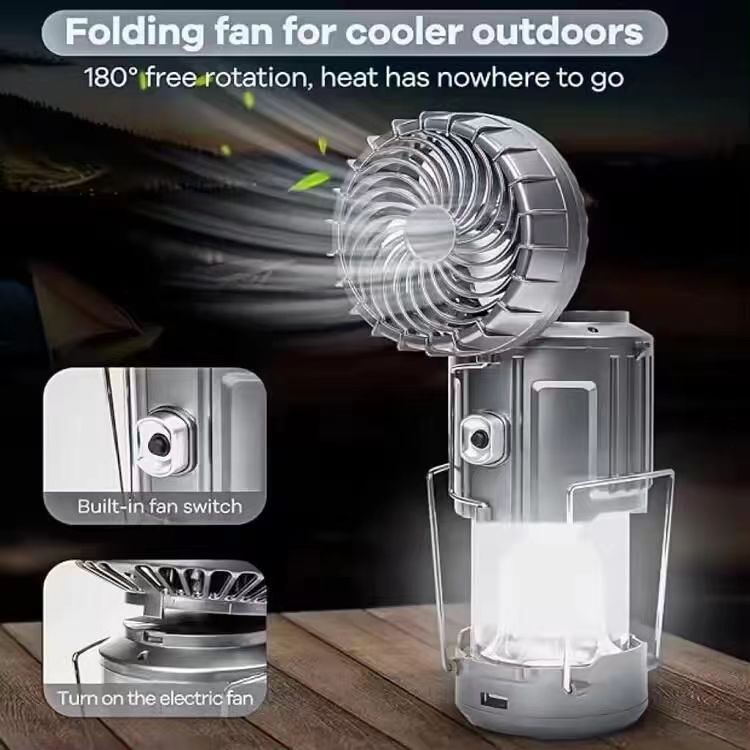 SOLAR CHARGING CAMPING LIGHT+FAN